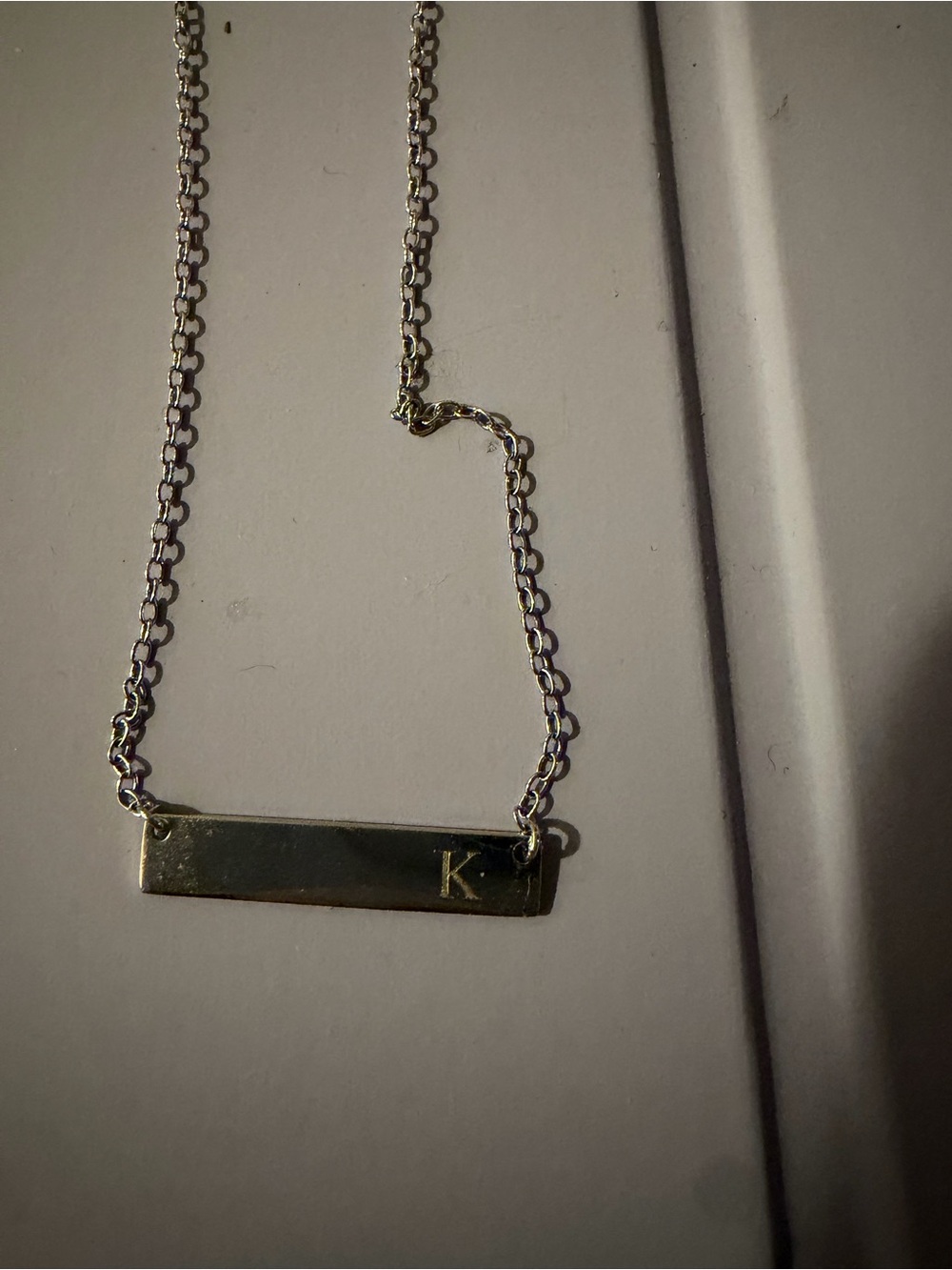 Initial 'K' Silver Bar Necklace - Classic Women's Pendant
